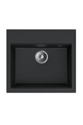 Dura Stretto Černý Quartz Dřez Nástavba 56x51 cm s Nerezovou Zátkou a Dírou pro Kran 1208970690