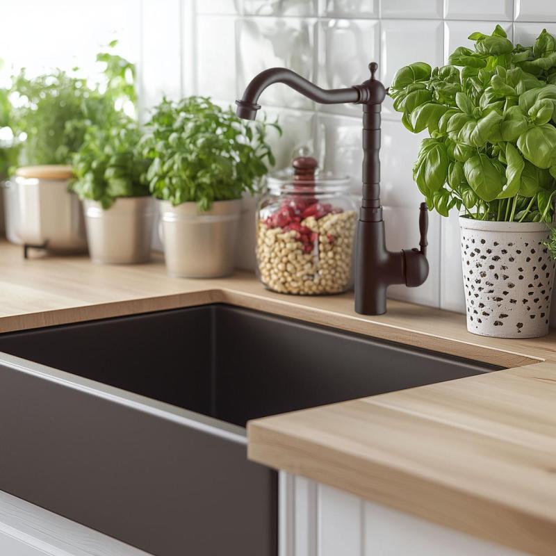 Graniteland Verve Kuchyňská baterie Černá s otočným výtokem 1208970702