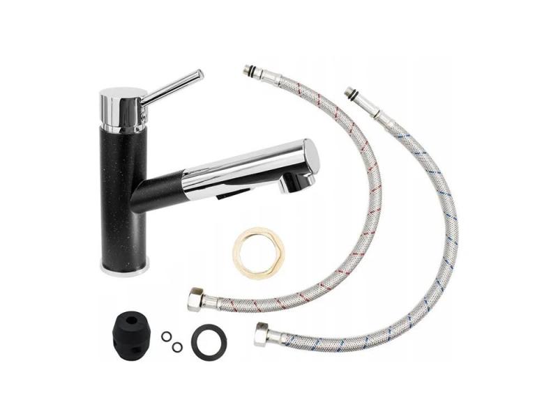 Graniteland Ceres Kuchyňská baterie vzhled modrošedého kamene s výsuvnou sprškou a ruční sprchou s dvojí funkcí 1208970706