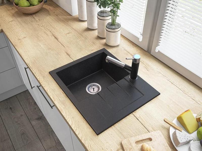 Graniteland Ceres Kuchyňská baterie vzhled modrošedého kamene s výsuvnou sprškou a ruční sprchou s dvojí funkcí 1208970706