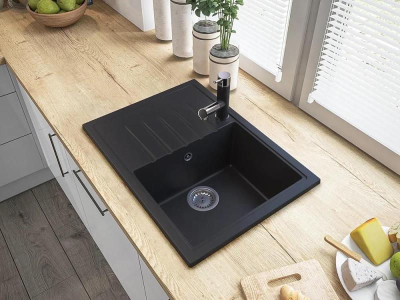 Graniteland Ceres Kuchyňská baterie Černá s Výsuvnou Výpustí a Dvojfunkční Ruční Sprchou 1208970707