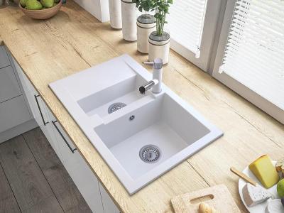 Graniteland Ceres Kitchen Faucet White with Pull-Out Spout and Dual-Function Hand Shower 1208970709