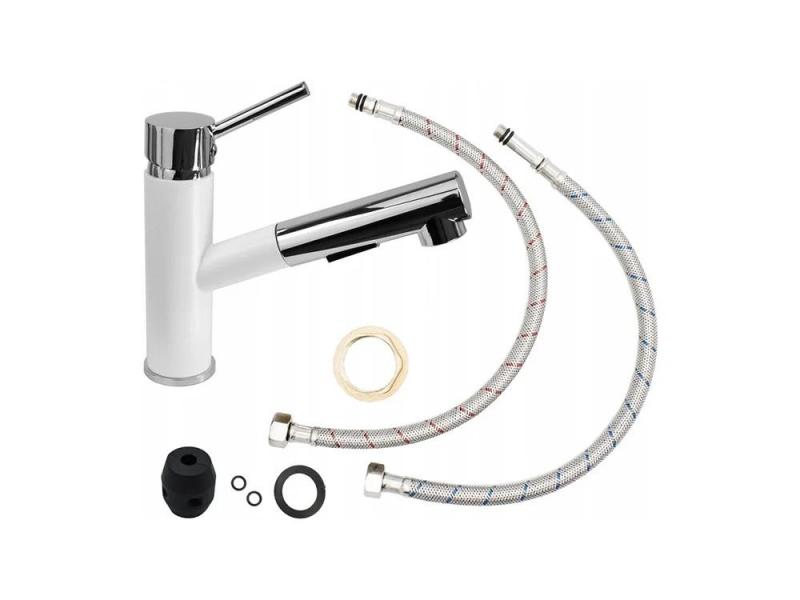 Graniteland Ceres Kuchyňská baterie Bílá s Výsuvným Výtokem a Dvojitou Funkcí Ruční Sprchy 1208970709