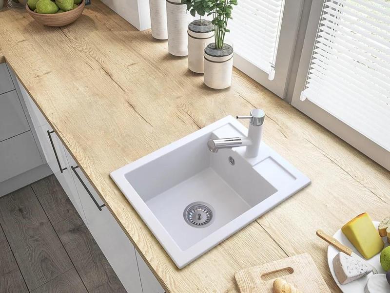 Graniteland Ceres Kuchyňská baterie Bílá s Výsuvným Výtokem a Dvojitou Funkcí Ruční Sprchy 1208970709