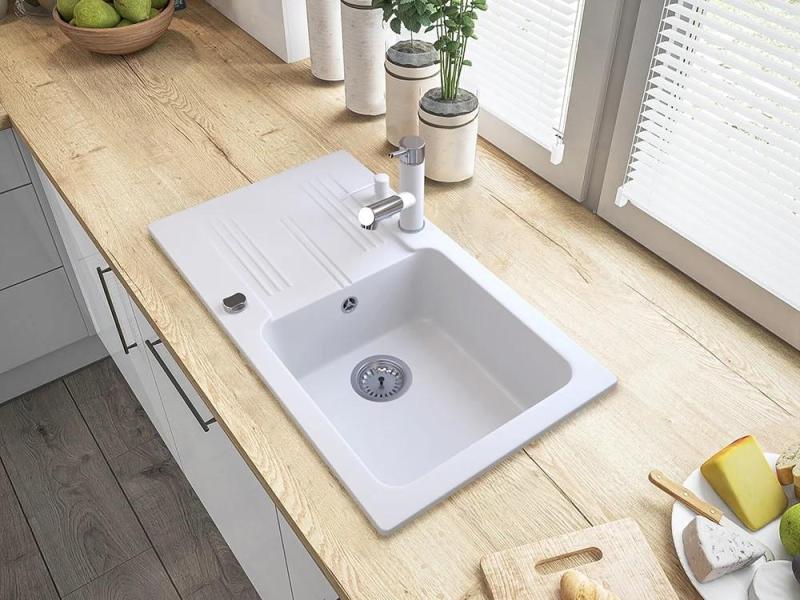 Graniteland Ceres Kuchyňská baterie Bílá s Výsuvným Výtokem a Dvojitou Funkcí Ruční Sprchy 1208970709