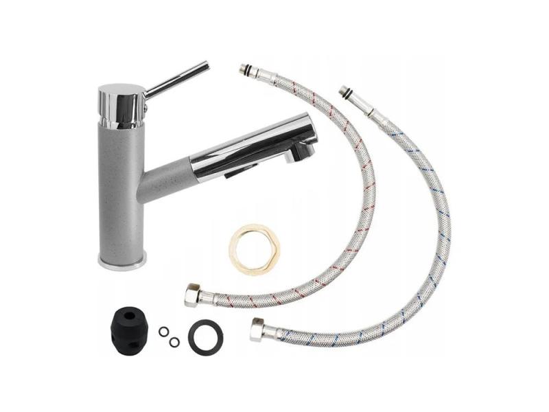 Granitová kuchyňská baterie Ceres šedá s výsuvnou hubicí a dvojitou funkcí ruční sprchy 1208970710.