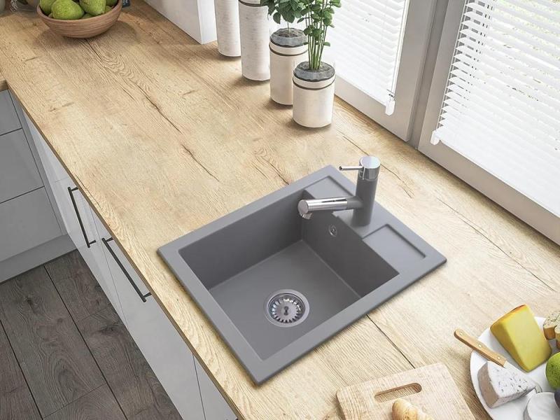 Granitová kuchyňská baterie Ceres šedá s výsuvnou hubicí a dvojitou funkcí ruční sprchy 1208970710.