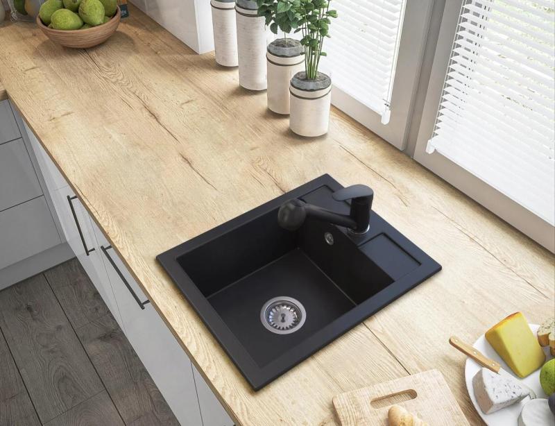 Graniteland Rhea Kuchyňská Baterie Černá s Výsuvným Výtokem a Dvojfunkční Ruční Sprchou 1208970711