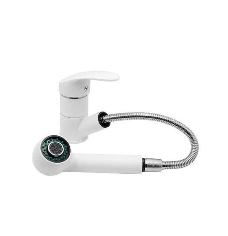 Graniteland Rhea Kuchyňská baterie Bílá s výsuvným výtokem a dvojitou funkcí ruční sprchy 1208970714