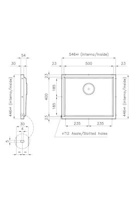 Foster Phantom Base RVS Deska Spodní část pracovní desky Dřez 50x40cm pro vestavbu do keramiky, přírodního kamene a Solidsurface tloušťka 20mm 1208970717