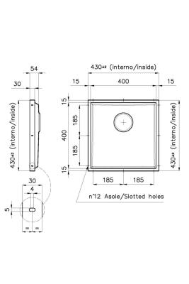 Foster Phantom Base RVS základová deska pracovní desky dřez 40x40 cm pro vestavbu do keramiky, přírodního kamene a Solidsurface tloušťka 20 mm 1208970718.