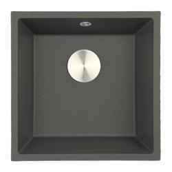 GraniteMy Universal Granit šedý, tmavý Dřez 40x40 cm Montáž na povrch, podkonstrukce a plochá montáž s nerezovou zástrčkou 1208970742