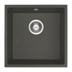 GraniteMy Universal Granit šedý, tmavý Dřez 40x40 cm Montáž na povrch, podkonstrukce a plochá montáž s nerezovou zástrčkou 1208970742