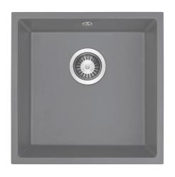 GraniteMy Univerzální Granitový Šedý Dřez 40x40 cm Nadstavba, Podstavba a Plochá Montáž s Nerezovou Zástrčkou 1208970743