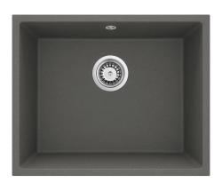 GraniteMy Univerzální Granit Šedý, tmavý Dřez 50x40 cm Nástavba, Podstavba a Plochá montáž s Nerezovou Zástrčkou 1208970744