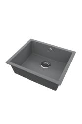 GraniteMy Univerzální Granit Šedý, tmavý Dřez 50x40 cm Nástavba, Podstavba a Plochá montáž s Nerezovou Zástrčkou 1208970744