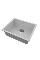 GraniteMy Universal Granitový šedý dřez 50x40 cm Nástavba, Podstavba a Plochá montáž s nerezovou zástrčkou 1208970745
