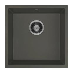 GraniteMy Universal Granitový Šedý, tmavý Dřez 40x40 cm Montáž na povrch, Podmontáž a Plochá montáž s Gun metal Zátkou 1208970746