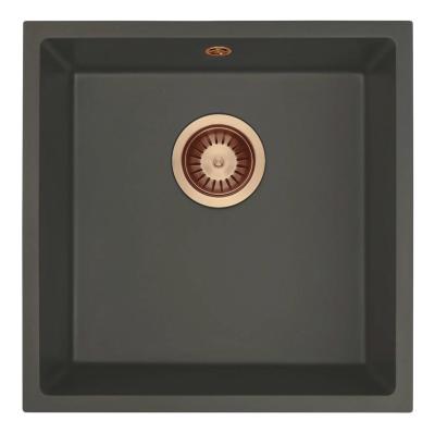 GraniteMy Universal Granite Grey, dark Sink 40x40 cm Topmount, Undermount and Flushmount with Copper Plug 1208970749
