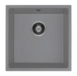 GranitMy Universal Granitový šedý dřez 40x40 cm Na povrchu, Pod povrchem a s plochou montáží s Gun metal zátkou 1208970750