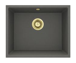 GraniteMy Univerzální Granit Šedý, tmavý Dřez 50x40 cm Montáž na povrch, Podmontáž a Plochá montáž se Zlatým Zátkou 1208970756