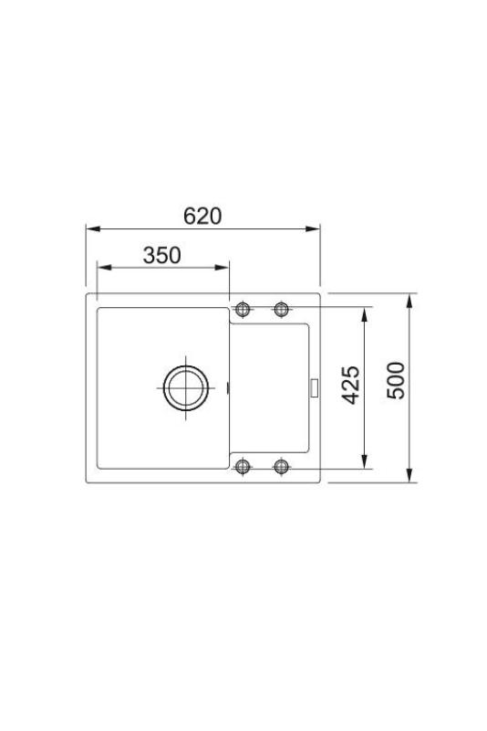 Franke Maris MRG 611-62 Fragranite Mat Černý dřez 62 x 50 cm Nástavba s odkapávací částí 114.0628.964