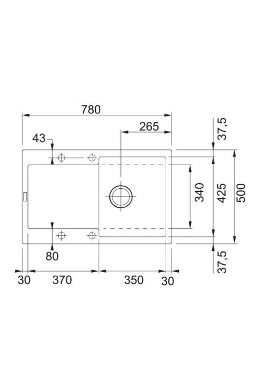 Franke Maris MRG 611-78 Fragranit Mat Černý Dřez 78 x 50 cm S vestavbou a odkapávací částí 114.0628.968