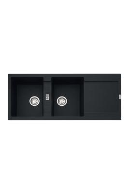 Franke Maris MRG 621 Fragranite Mat Černý Dvojitý dřez 116 x 50 cm Nástavba s odkapávací částí 114.0628.970