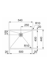 Franke Bolero Plus New R10 B2X 210-50-40 Nerezový dřez Vlakinbouw, vestavěný a nástavbový 50x40 cm 127.0728.977