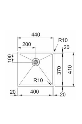 Franke Bolero Plus New R10 B2X 210-40-37 RVS Dřez Ploché vestavěné, spodní montáž a horní montáž 40x37 cm 127.0730.522
