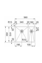 Franke Bolero Plus New R10 B2X 260-34-16 BL 1,5 Jedno a půl nerezového dřezu Vlakinbouw, podstavba a nadstavba 56x45 cm 127.0733.339