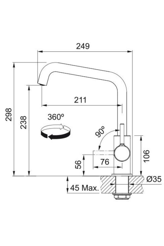Franke Lina U Kuchyňská baterie Otočný výlev Černá 115.0728.474