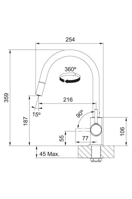 Franke Lina Kuchyňská směšovací baterie Chrom s Vytahovací Sprchou 115.0693.229