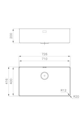 Foster Phantom Slimline Nerezový dřez 71x40cm Podstavba pro keramické pracovní desky 1208971121