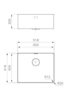 Foster Phantom Slimline Nerezový dřez 50x40cm Podstavek pro keramické pracovní desky 1208971122