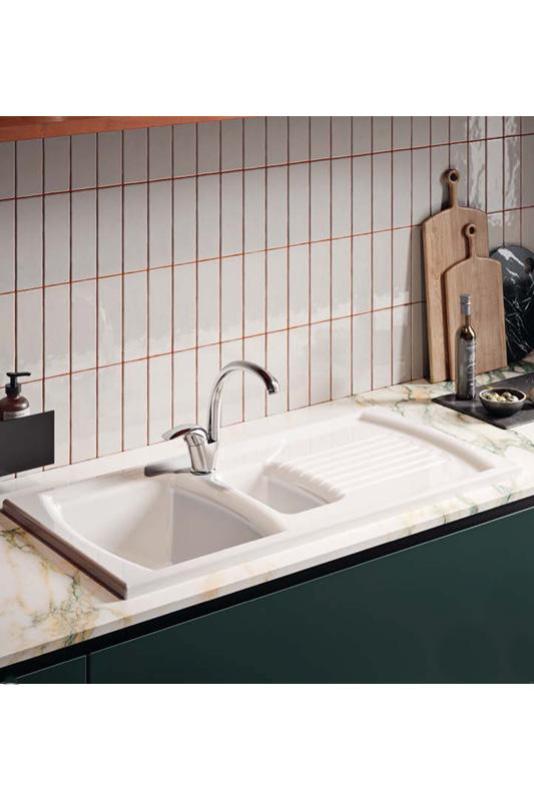 Ausmann Ceramic Crest 1,5 Keramický Bílý Dřez s Odkapávací částí 995 x 497 mm 1208971131