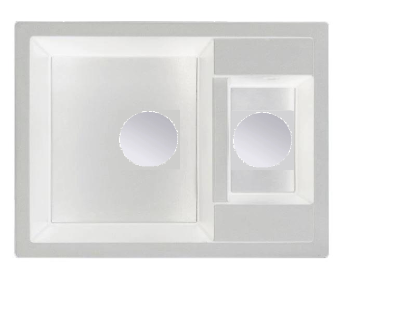 GraniteMy Smart extra mělký 1,5 granitový nástavný bílý dřez 58x44cm s měděným zátkou 1208970052