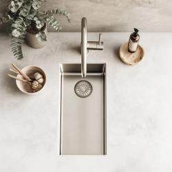 Pure.Sink Exclusivo malý nerezový dřez 18x40 cm, rádius 10 mm, podstavba, rovná vložka a nástavba PEX1840-02