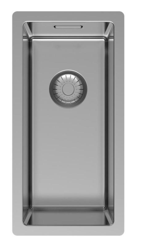 Pure.Sink Exclusivo malý nerezový dřez 18x40 cm, rádius 10 mm, podstavba, rovná vložka a nástavba PEX1840-02