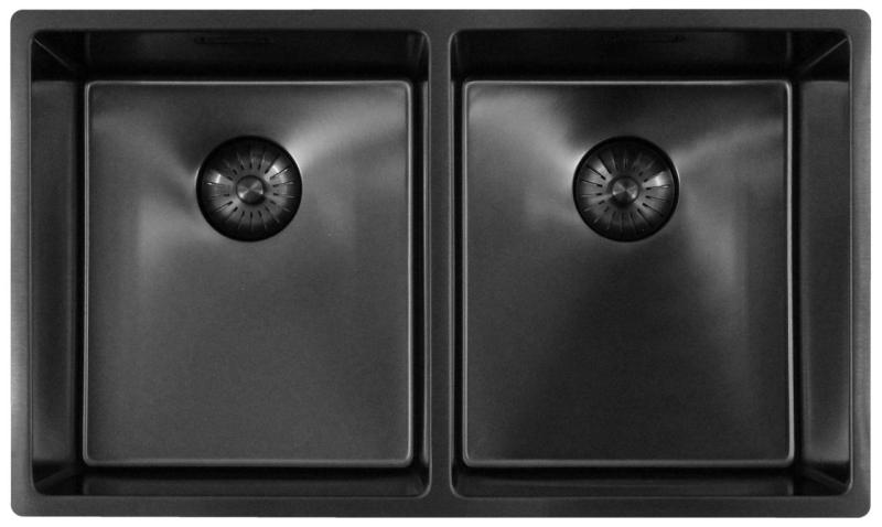 Pure.Sink Prestige Dvojitý Gun metal dřez 70x40 cm 10mm rádius podskříňový, plochý a nástavbový PPG343440-61