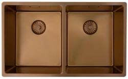 Pure.Sink Prestige Dvojitý měděný dřez 70x40cm 10mm rádius podstavba, rovná stavba a nástavba PPG343440-62