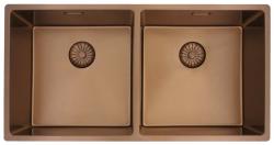 Pure.Sink Prestige Dvojitý měděný dřez 82x40 cm 10mm poloměr podskříňový, plochý a nástavbový PPG404040-62