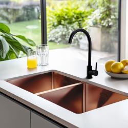 Pure.Sink Prestige Dvojitý měděný dřez 82x40 cm 10mm poloměr podskříňový, plochý a nástavbový PPG404040-62