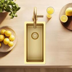 Pure.Sink Exclusivo malý zlatý dřez 18x40 cm, rádius 10mm, vestavba, rovná montáž a nástavba PEX1840-60