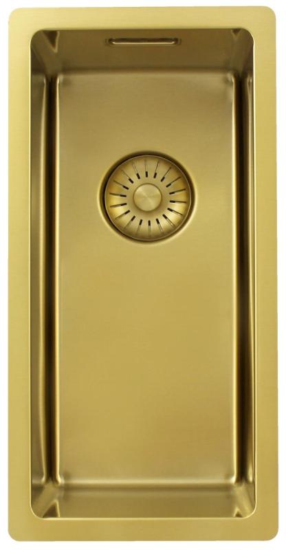 Pure.Sink Exclusivo malý zlatý dřez 18x40 cm, rádius 10mm, vestavba, rovná montáž a nástavba PEX1840-60