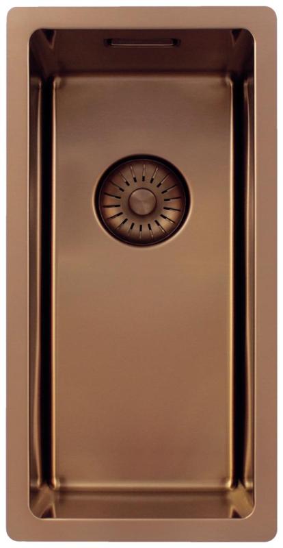 Pure.Sink Exclusivo malý měděný dřez 18x40 cm 10mm rádius podstavba, rovná konstrukce a nástavba PEX1840-62