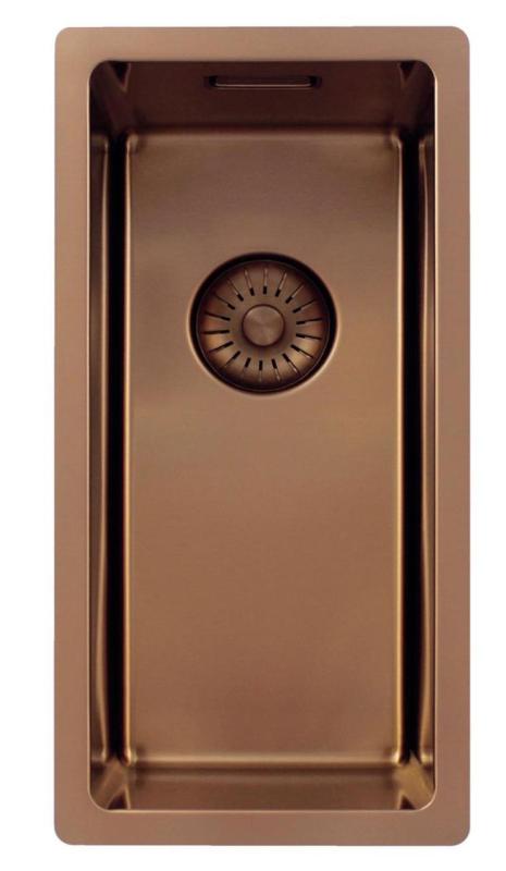 Pure.Sink Exclusivo malý měděný dřez 18x40 cm 10mm rádius podstavba, rovná konstrukce a nástavba PEX1840-62