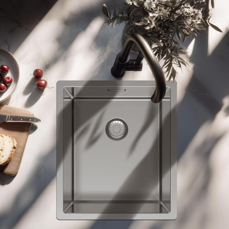 Pure.Sink Exclusivo nerezový dřez 34x40 cm s poloměrem 10mm pro podstavbu, rovnou stavbu a nástavbu PEX3440-02