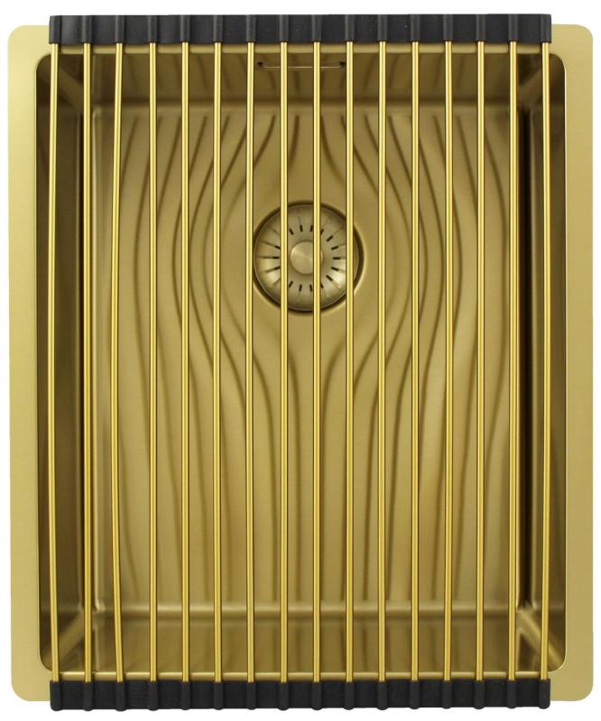 Pure.Sink Exclusivo Zlatý dřez 34x40 cm 10mm rádius podstavba, rovný stavební a nástavba PEX3440-60