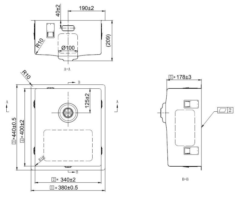 Pure.Sink Exclusivo Gold sink 34x40 cm 10mm radius undermount, flush mount and top mount PEX3440-60